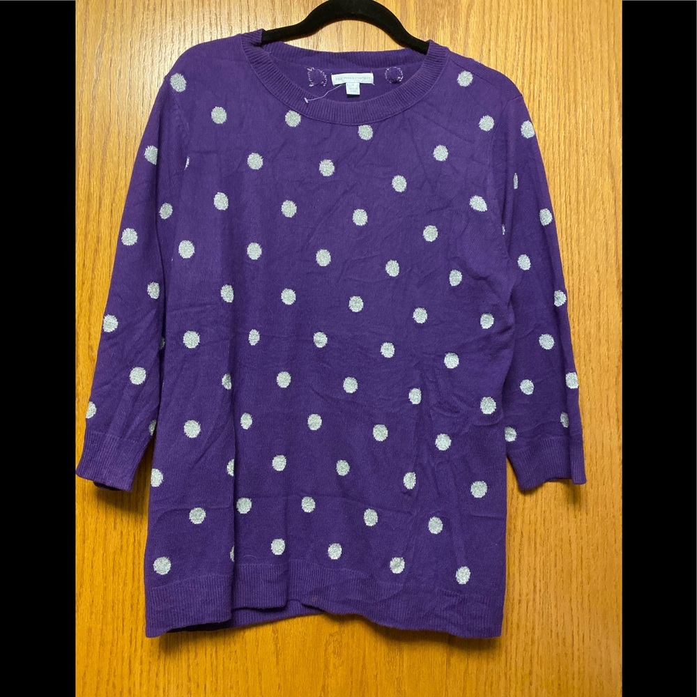 Poka dot purple and silver sweater